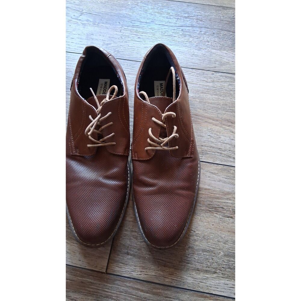 Madden Men’s Brown Perforated Leather Oxford Dress Shoes Size 12